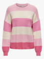 Only Atia Long Sleeve Stripe Pullover Knit Pink Lady