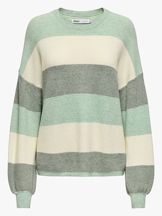 Only Atia Long Sleeve Stripe Pullover Knit Silt Green