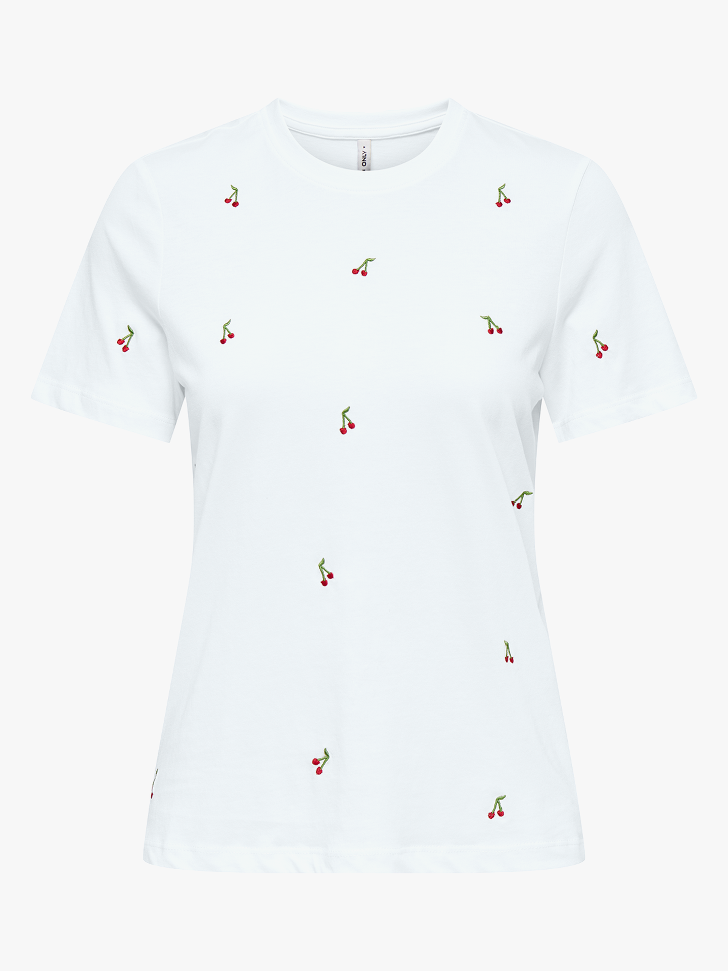 Only Ketty Life Short Sleeve O-Neck Top Bright White / Cherries