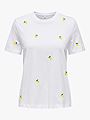 Only Ketty Life Short Sleeve O-Neck Top Bright White / Lemons