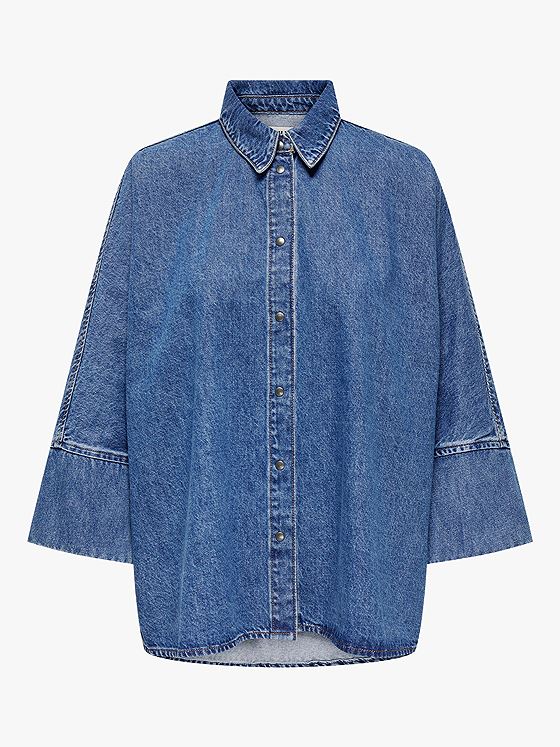 Only Grace 3/4 Denim Shirt Medium Blue Denim
