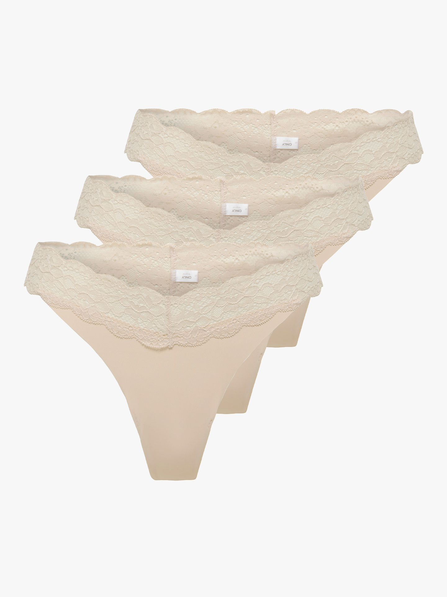 Only Chloe Lace S.S Thong 3-Pack Peach Taffy