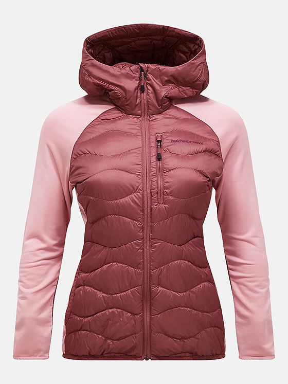 Peak Performance Helium Down Hybrid Hood Women Wild Rouge / Warm Blush