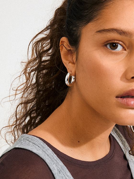 Pilgrim Phase Medium Hoops Sølvbelagt