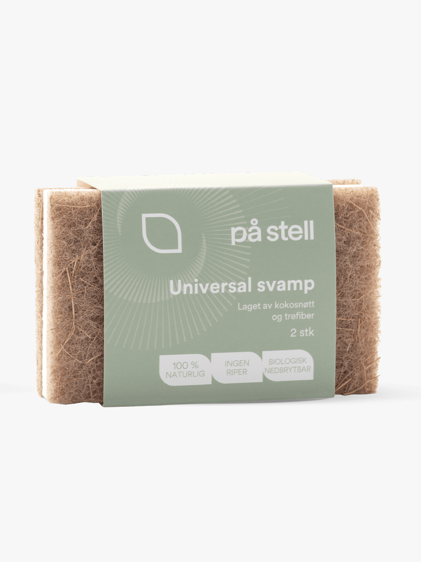 På stell Universal svamp 2 pakk cellulose/kokos Hvit