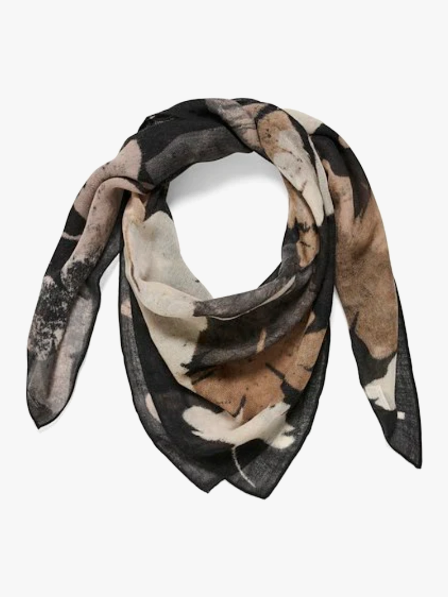 Part Two Felisia Scarf Black Leaf Print