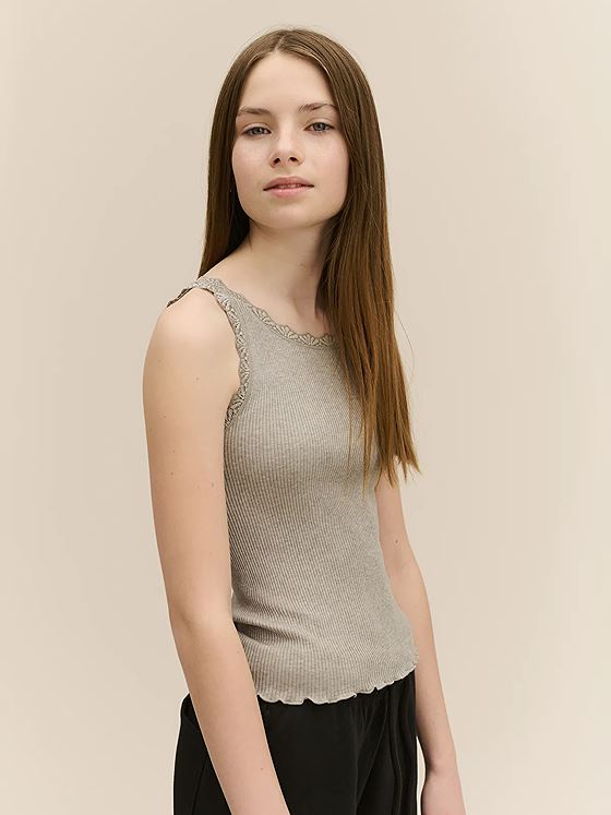 Rosemunde Balta Sleeveless Short Lace Top Light Grey Melange