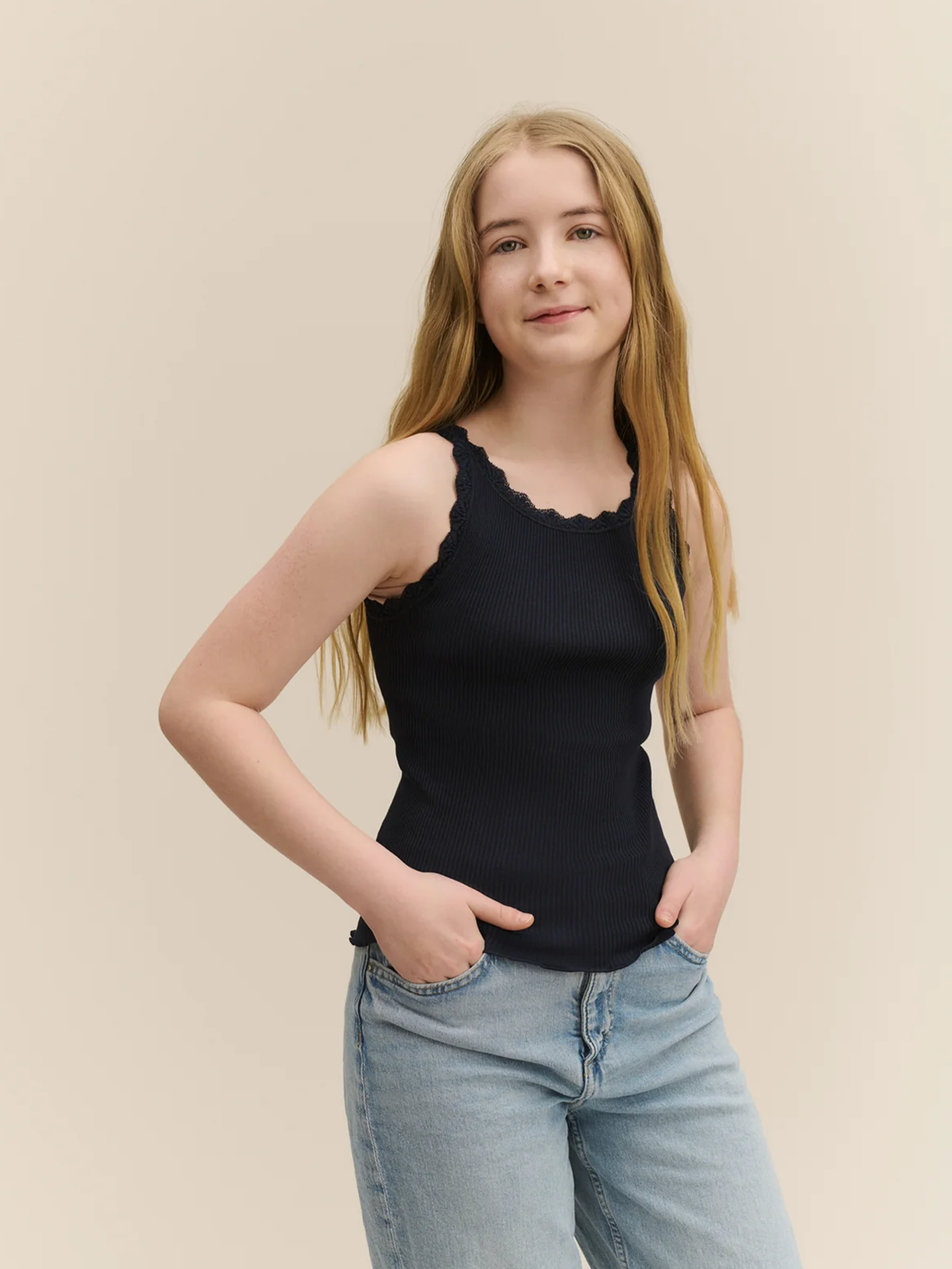 Rosemunde Balta Sleeveless Short Lace Top Navy