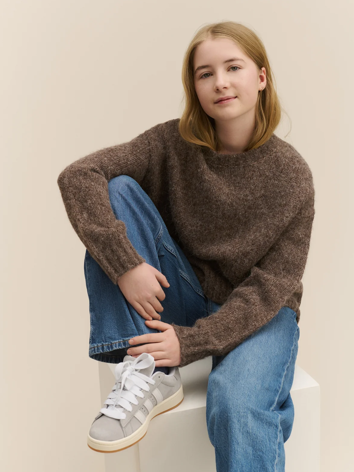 Rosemunde Tulip Long Sleeve Short O-neck Pullover Brown Grey Melange