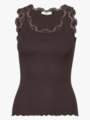 Rosemunde Babette Silk Top With Lace Dark Espresso