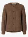 Selected Femme Lulu Long Sleeve Knit Short Cardigan Chocolate Chip Melange
