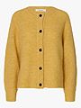 Selected Femme Lulu Long Sleeve Knit Short Cardigan Ochre Melange