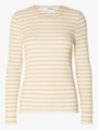 Selected Femme Anna Long Sleeve Crew Neck Tee Stripe Oatmeal