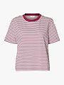 Selected Femme Essential Short Sleeve Striped Boxy Tee Anemone