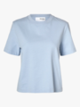 Selected Femme Essential Short Sleeve Boxy Tee Cashmere Blue