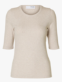 Selected Femme Dianna 2/4 O-Neck Top Oatmeal Melange