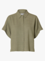 Selected Femme Viva Short Sleeve Cropped Sun Shirt Vetiver