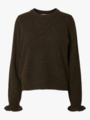 Selected Femme Lulu Long Sleeve Knit Frill Cuff O-Neck Delicioso Melange