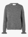 Selected Femme Lulu Long Sleeve Knit Frill Cuff O-Neck Medium Grey Melange