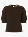 Selected Femme Lulu Short Sleeve Open Back Knit O-neck Delicioso Melange