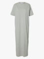 Selected Femme Essential Short Sleeve Pocket Ankle Dress Light Grey Melange