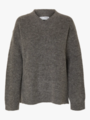 Selected Femme Sia Ras Long Sleeve Knit Long V-Neck Medium Grey Melange