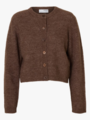 Selected Femme Sia Ras Long Sleeve Knit Cropped Cardigan Fungi