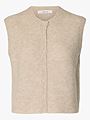 Selected Femme Lulu Short Sleeve Button O-Neck Vest Birch Melange