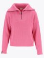 Twentyfour Mode Rib Half-Zip Knit Rosa