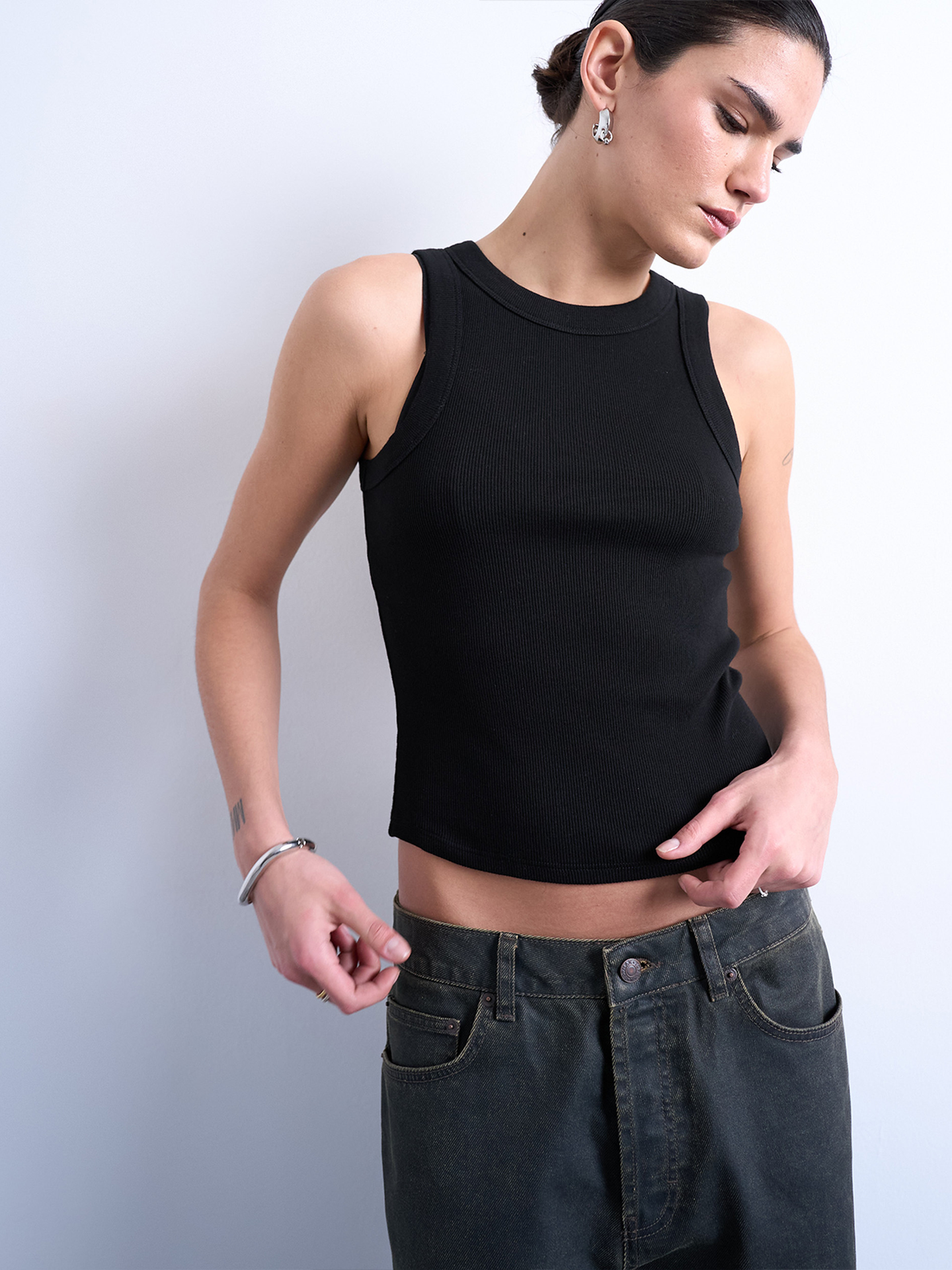 Topshop Mary Short Sleeve Top Black