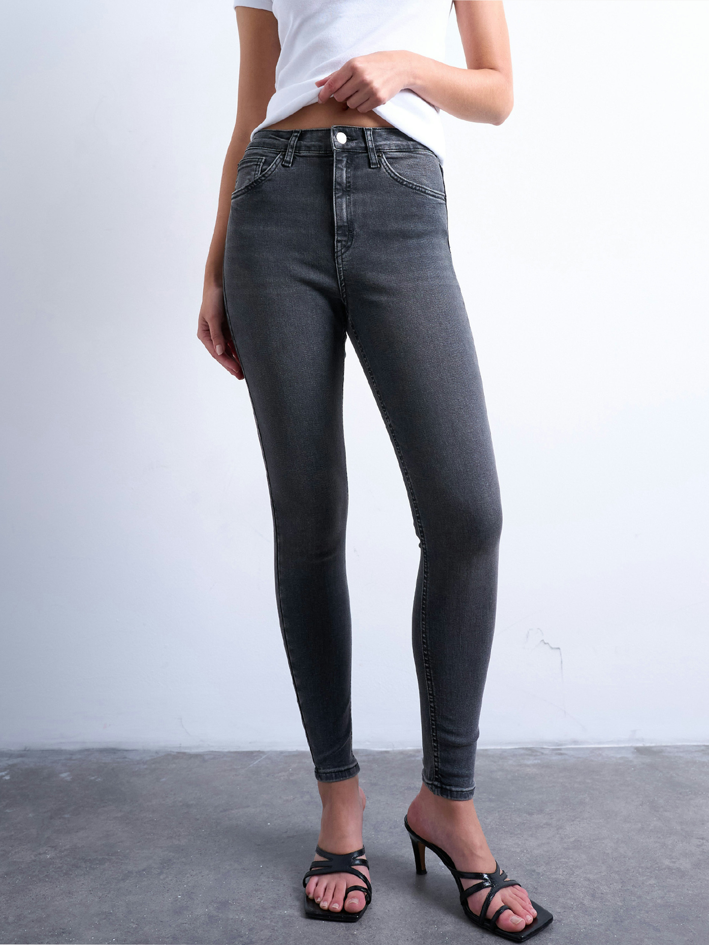 Topshop Jamie High Rise Slim Denim Jeans Black Denim