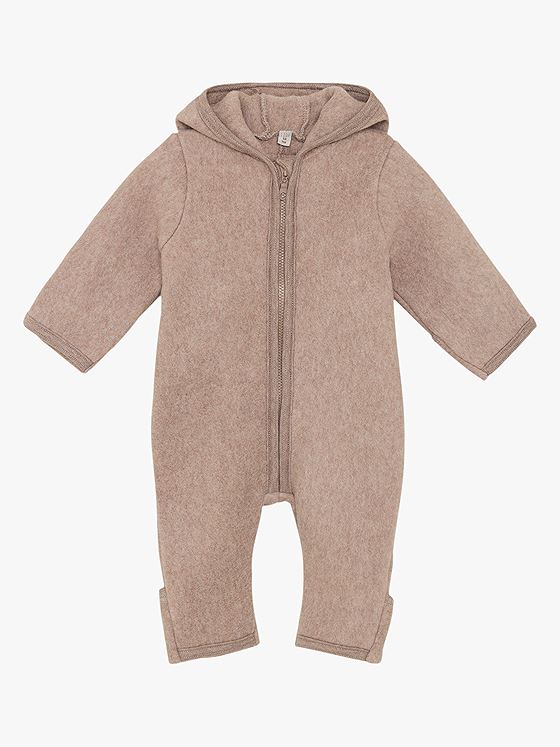 Huttelihut Pram Suit Ears Cotton Fleece Savannah Melange