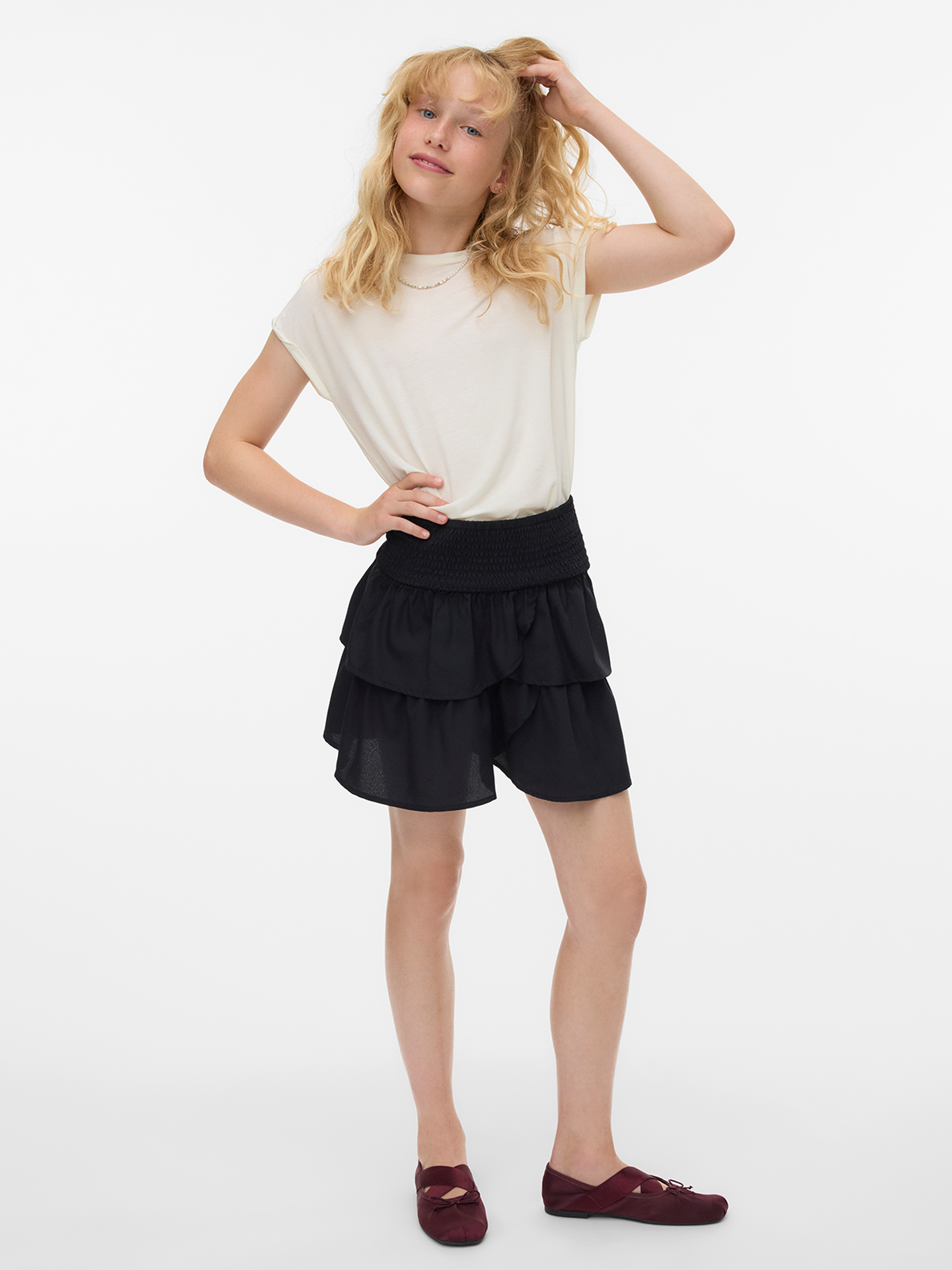 Vero Moda Girl Emma Smock Layer Short Skirt Girl Black