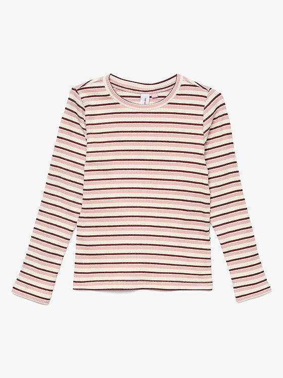 Vero Moda Girl Vilma Stripe Francis Long Sleeve Top Snow White