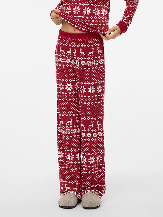 Vero Moda Girl Chris High Waist Straight Pants Jrs Xmas Girl Karanda Red