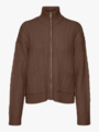 Vero Moda Esther Long Sleeve Highneck Zip Cardigan Pinecone