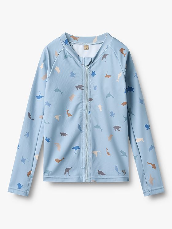 Wheat Swim T-Shirt Long Sleeve Zip Ada Soft Blue Sea Life