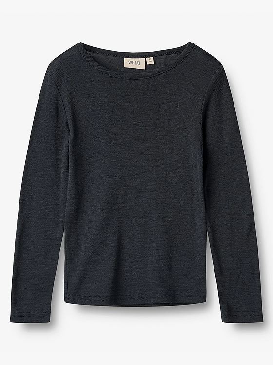 Wheat Wool T-Shirt Long Sleeve Alfie Navy