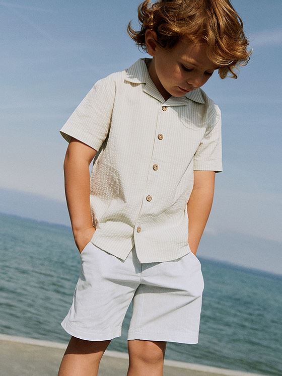 Wheat Shirt Short Sleeve Anker Summer blue stripe