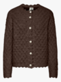 Y.A.S Bubble Long Sleeve Knit Cardigan Hot Fudge