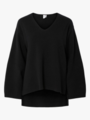Y.A.S Elma Long Sleeve V-Neck Knit Pullover Black